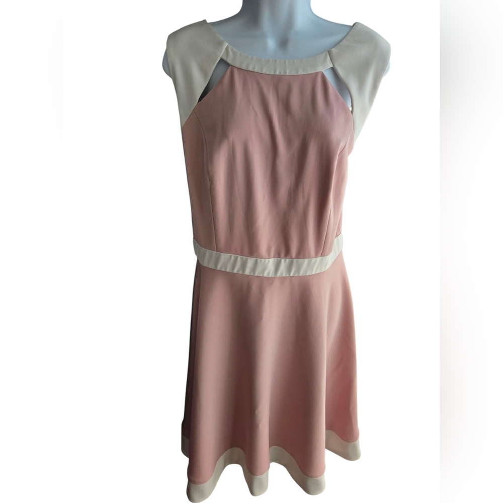 Jay Godfrey Colorblock Pink White A Line Dress Size 14